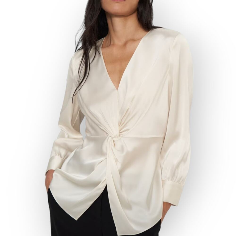Theory Twist Front Blouse Shirt Size 8 – Elegant Minimalist Top